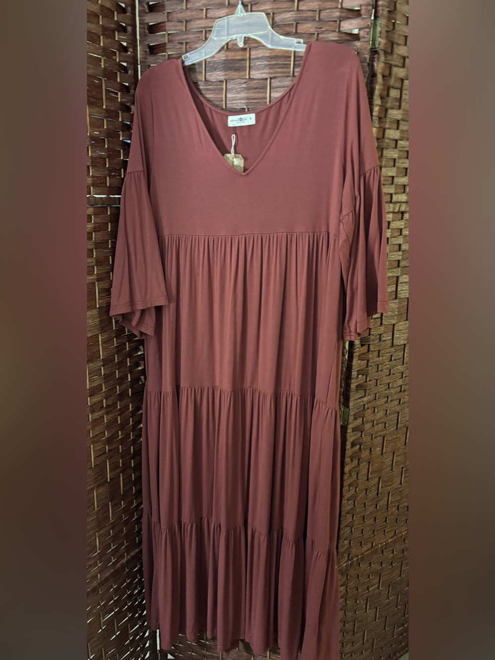 NATURAL LIFE Rust V-Neck Tiered Maxi Dress